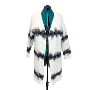 NWT Woven Heart Cardigan Duster White Ikat Print 2X NWT
